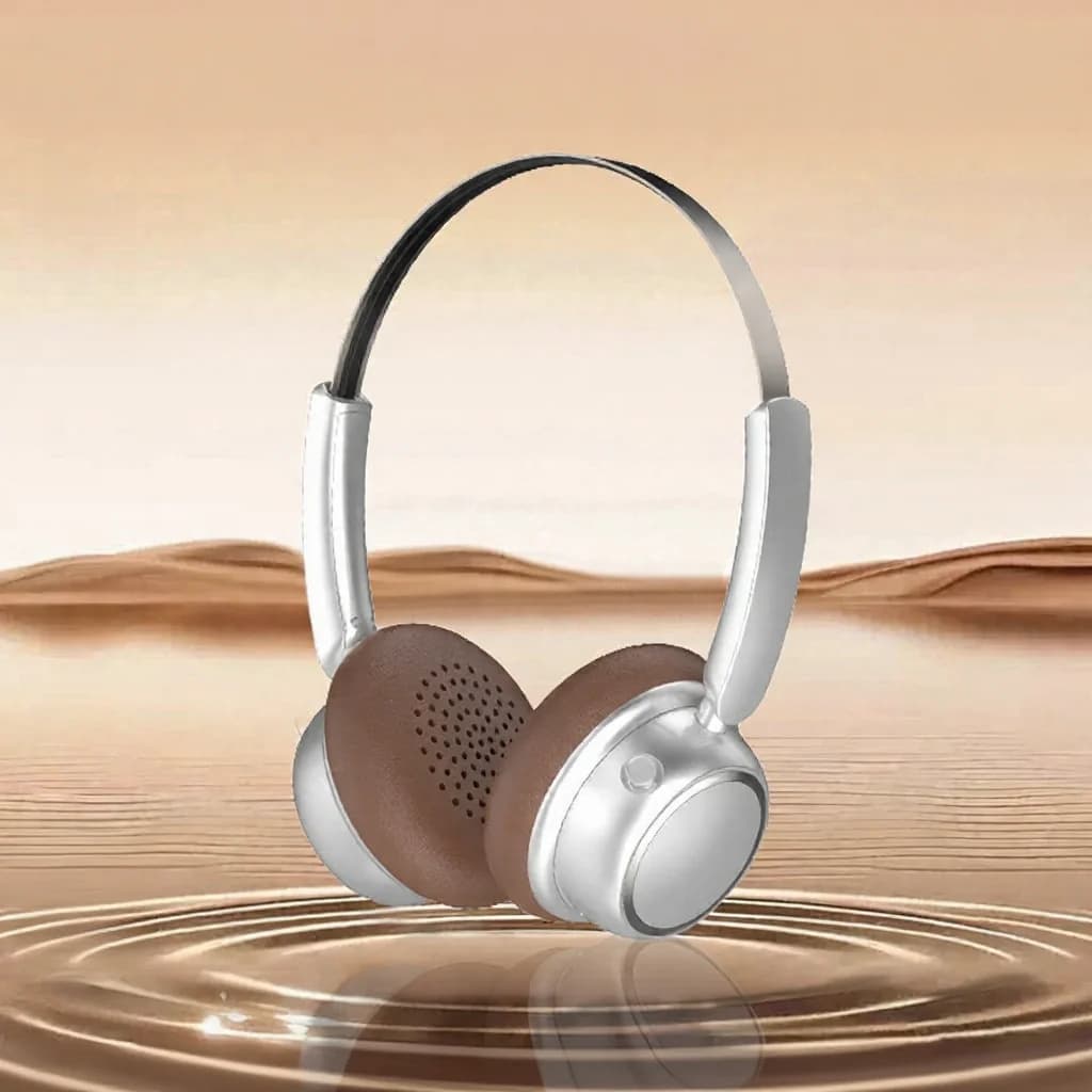 Retro trådlösa Bluetooth-hörlurar med metallhuvudband och lång batteritid