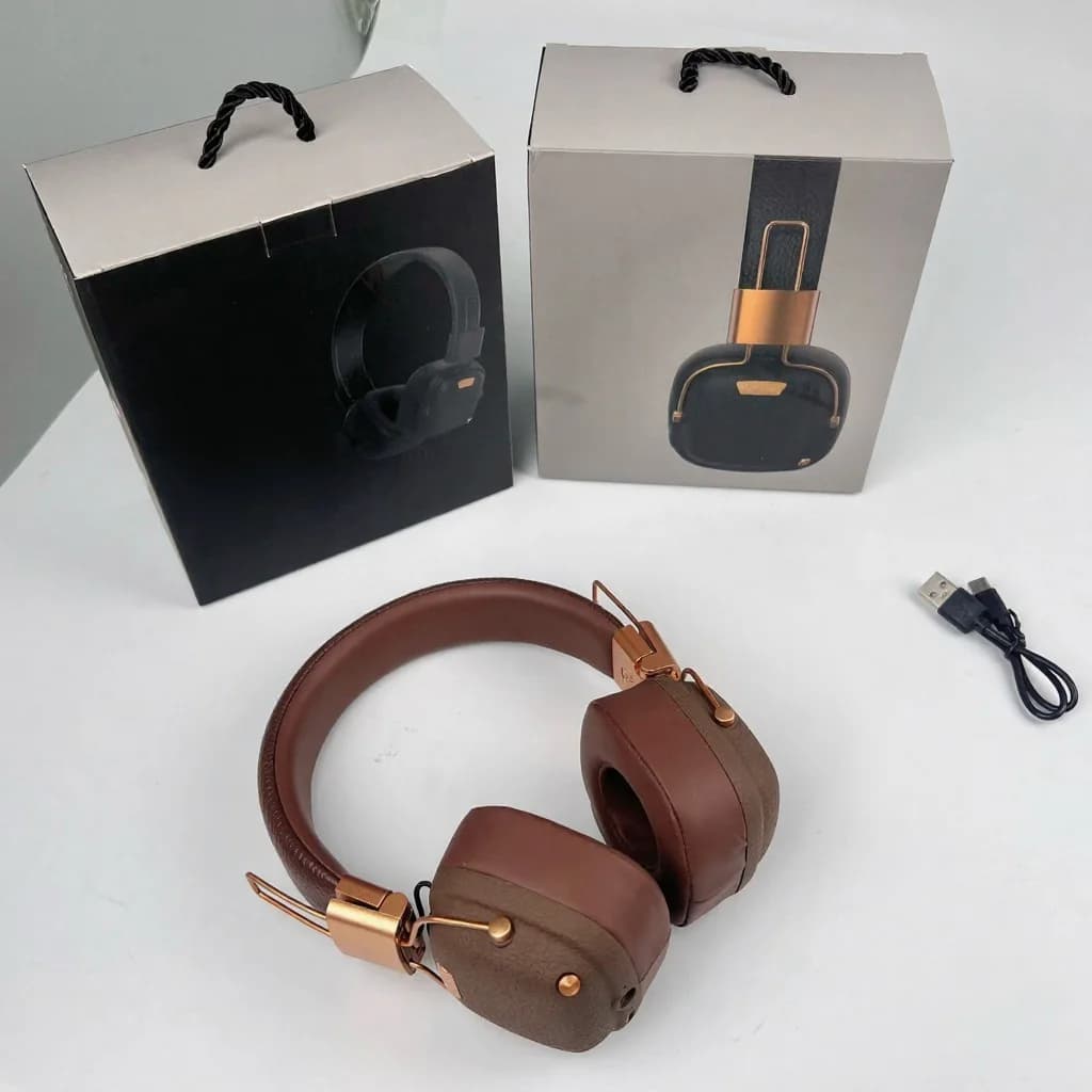 Retro trådlösa Bluetooth-öronkåpor med EQ-ljudlägen