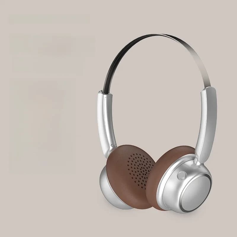 Retro trådlösa Bluetooth-hörlurar med metallhuvudband och lång batteritid