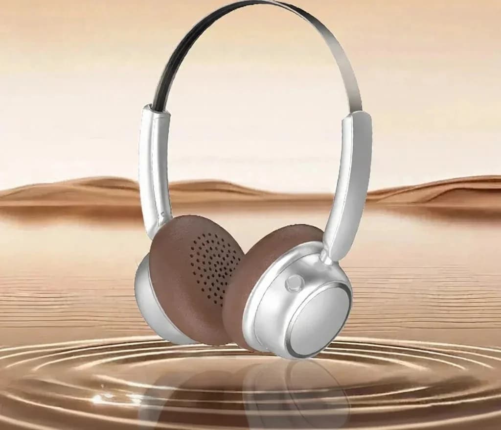 Retro trådlösa Bluetooth-hörlurar med metallhuvudband och lång batteritid