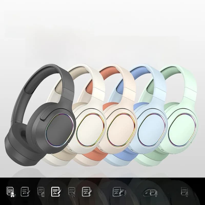 Trådlösa Bluetooth-hörlurar med LED-ljus och FM-radio