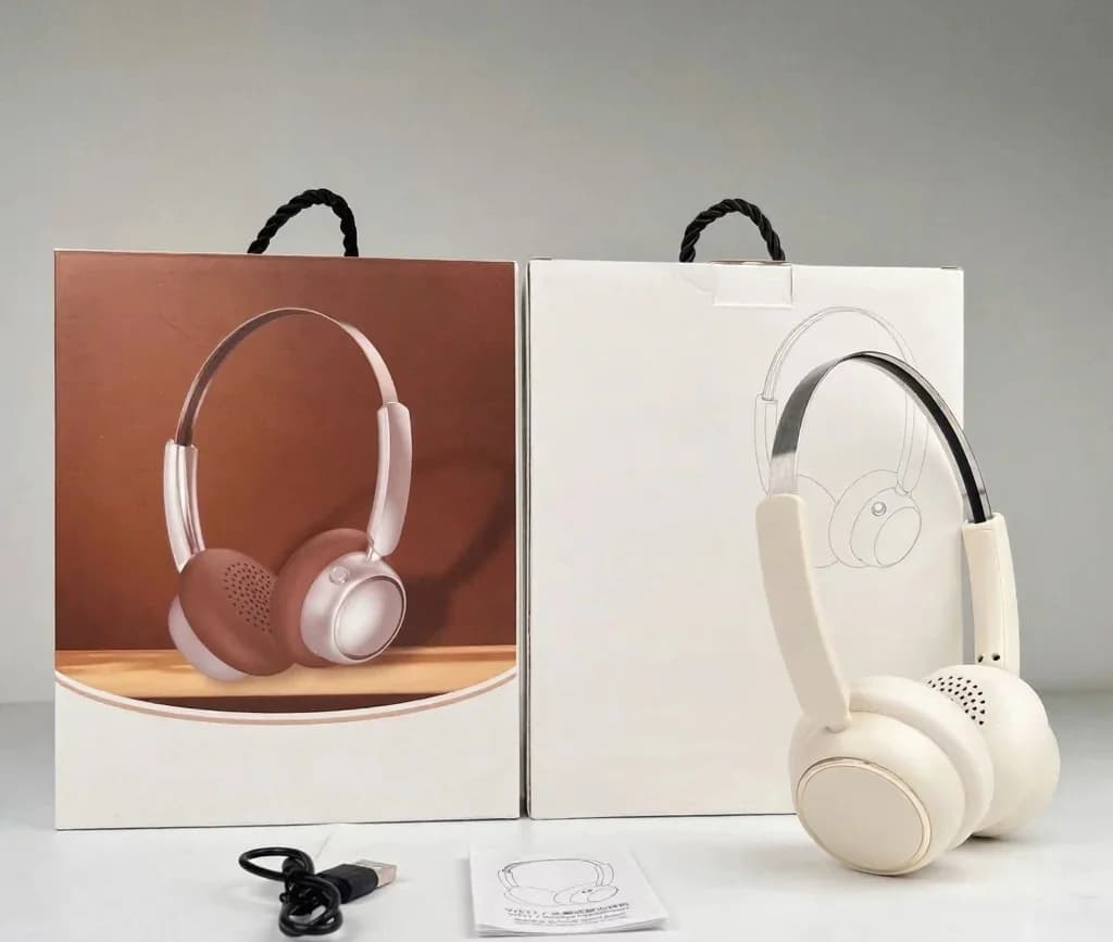 Retro trådlösa hörlurar (över örat) med FM-radio och Bluetooth 5.4