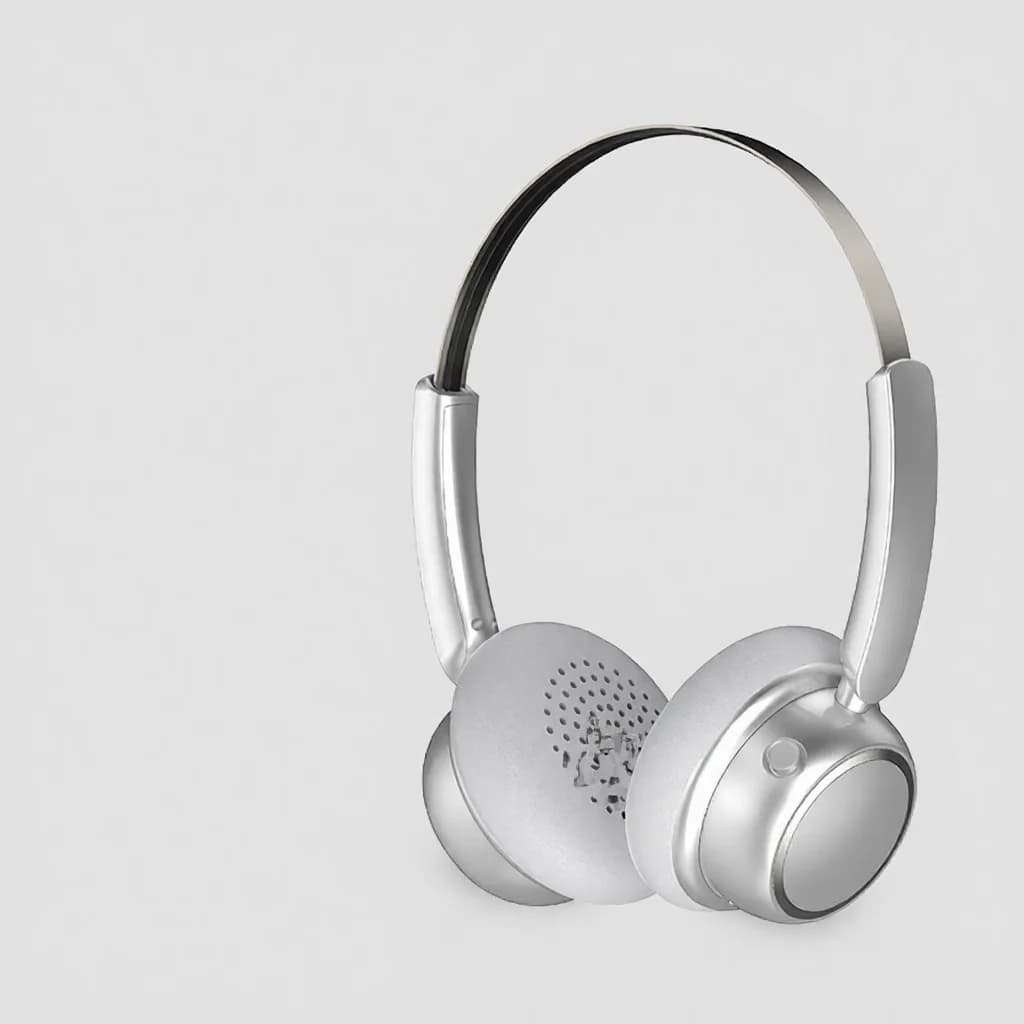 Retro trådlösa Bluetooth-hörlurar med metallhuvudband och lång batteritid