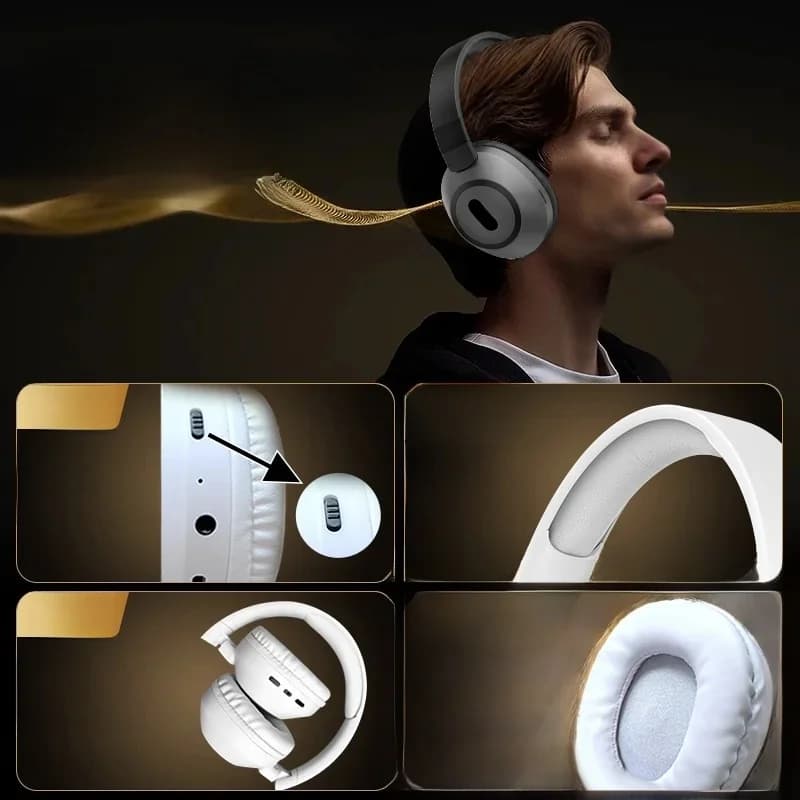 Trådlösa Bluetooth-hörlurar (över örat) med lång batteritid