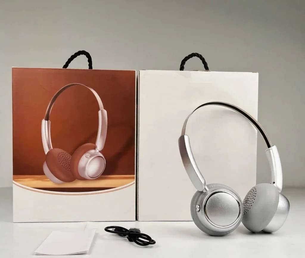 Retro trådlösa hörlurar (över örat) med FM-radio och Bluetooth 5.4