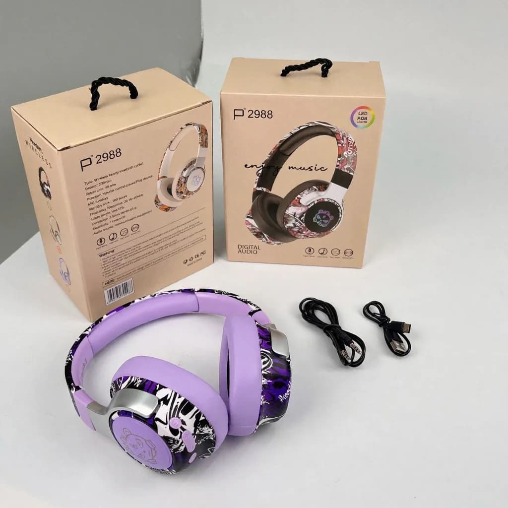 Graffiti Bluetooth-headset med RGB-ljus och mikrofon