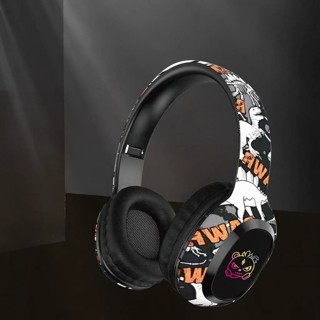 On-ear Bluetooth-hörlurar med FM-radio och LED-ljus