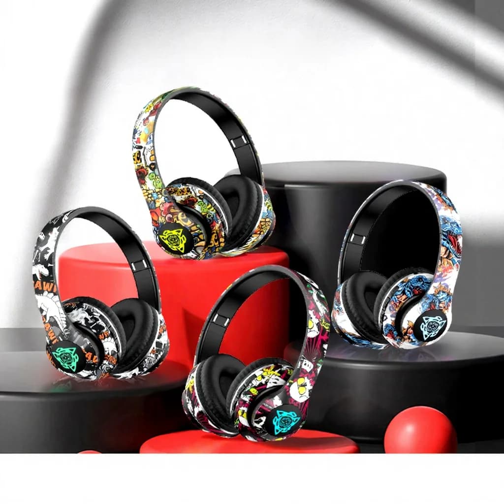 Trådlösa Bluetooth on-ear-hörlurar med mikrofon, 40 mm drivrut, 350 mAh batteri