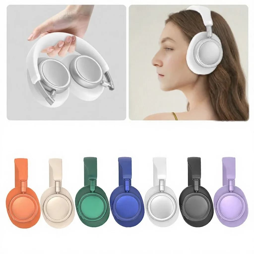 On-ear trådlösa Bluetooth-hörlurar med djup bas och Type-C-laddning