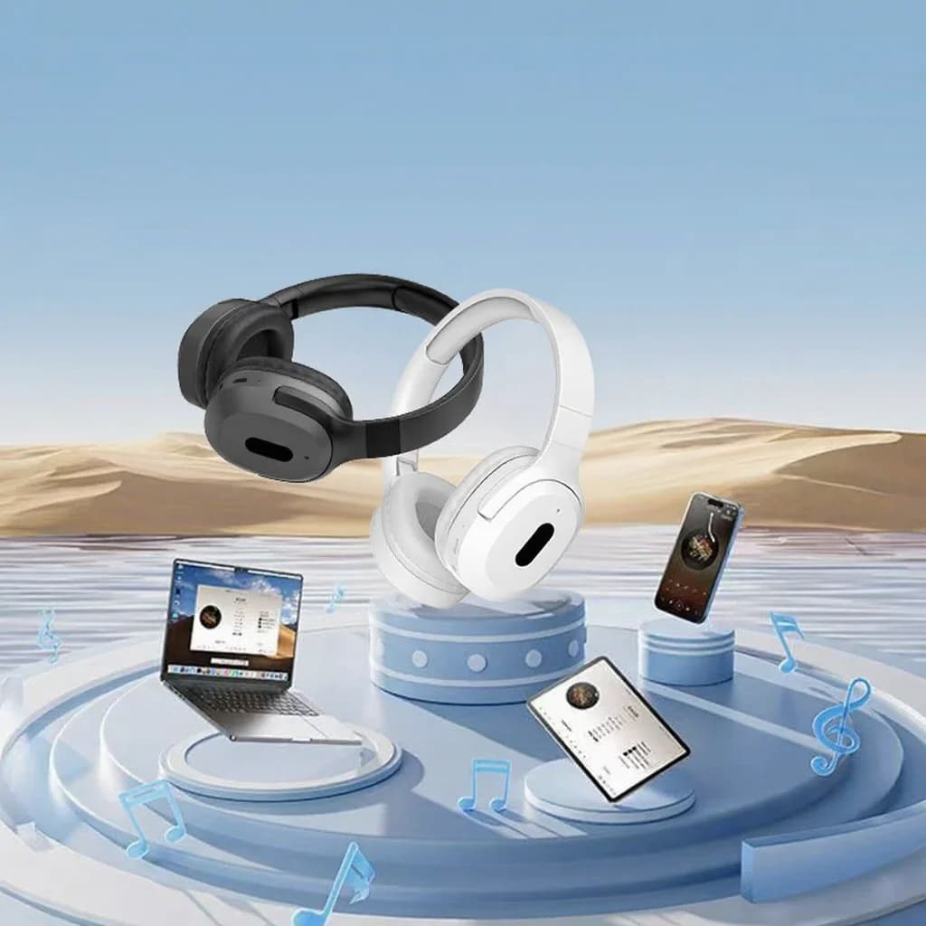 Trådlösa Bluetooth-hörlurar med öronkåpor, Type-C och stereoljud