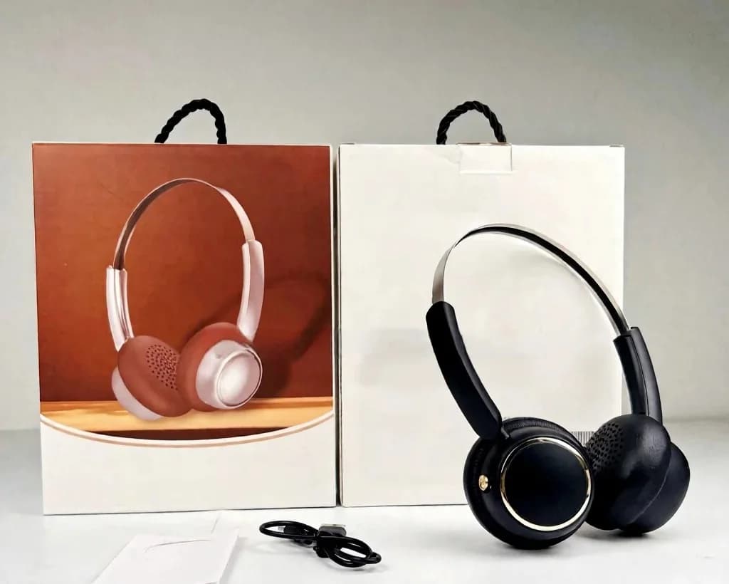 Retro trådlösa hörlurar (över örat) med FM-radio och Bluetooth 5.4