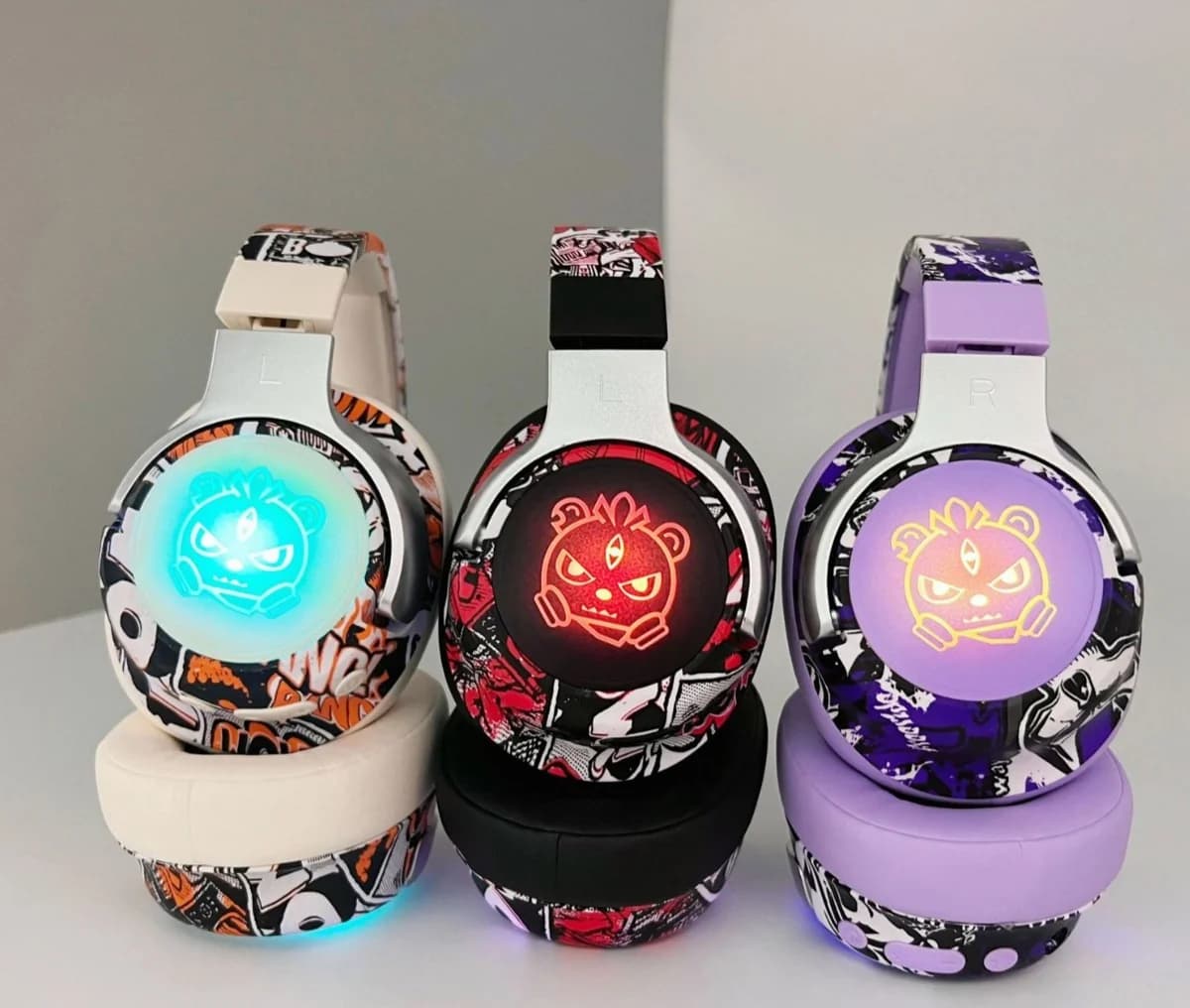 Graffiti Bluetooth-headset med RGB-ljus och mikrofon