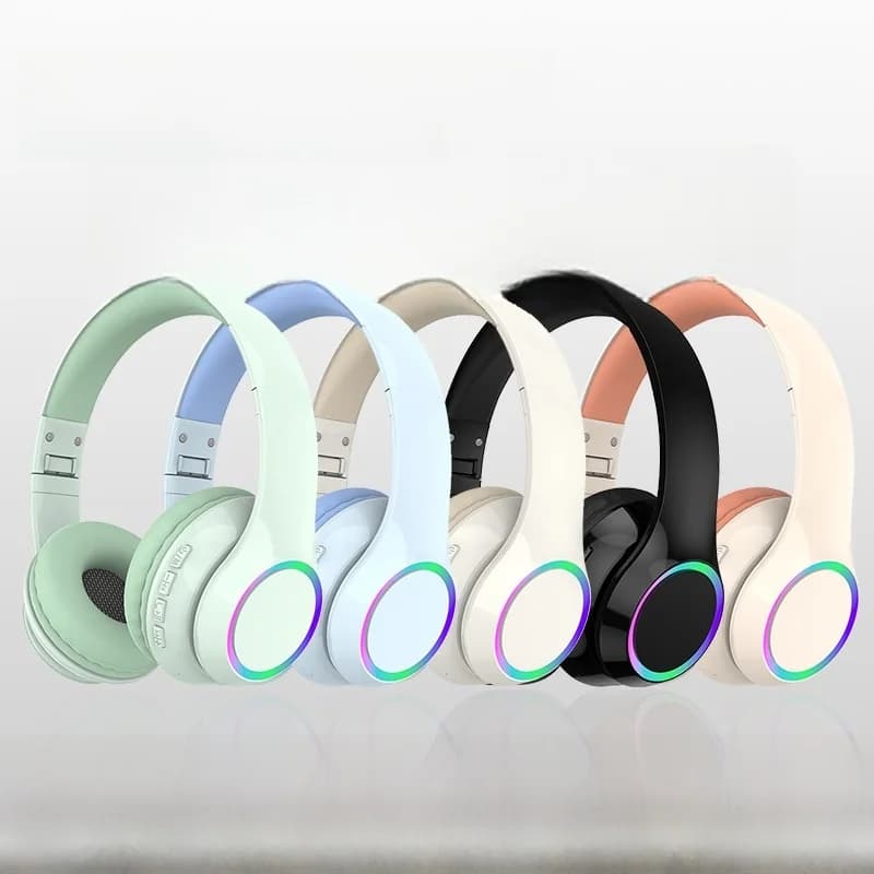 Trådlösa Bluetooth-hörlurar med LED-ljus och mikrofon
