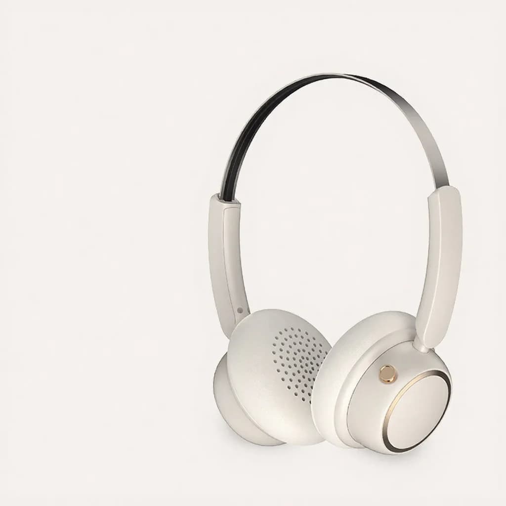 Retro trådlösa Bluetooth-hörlurar med metallhuvudband och lång batteritid