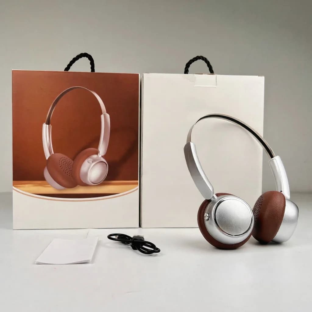 Retro trådlösa hörlurar (över örat) med FM-radio och Bluetooth 5.4