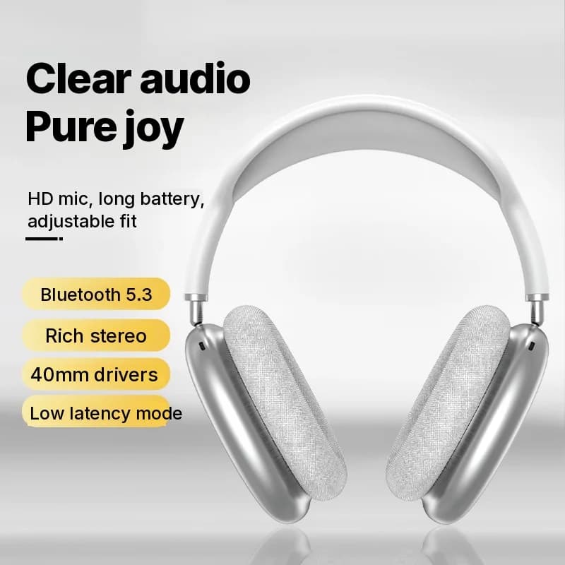 Trådlösa Bluetooth-hörlurar (over-ear) med djup bas och Type-C-laddning
