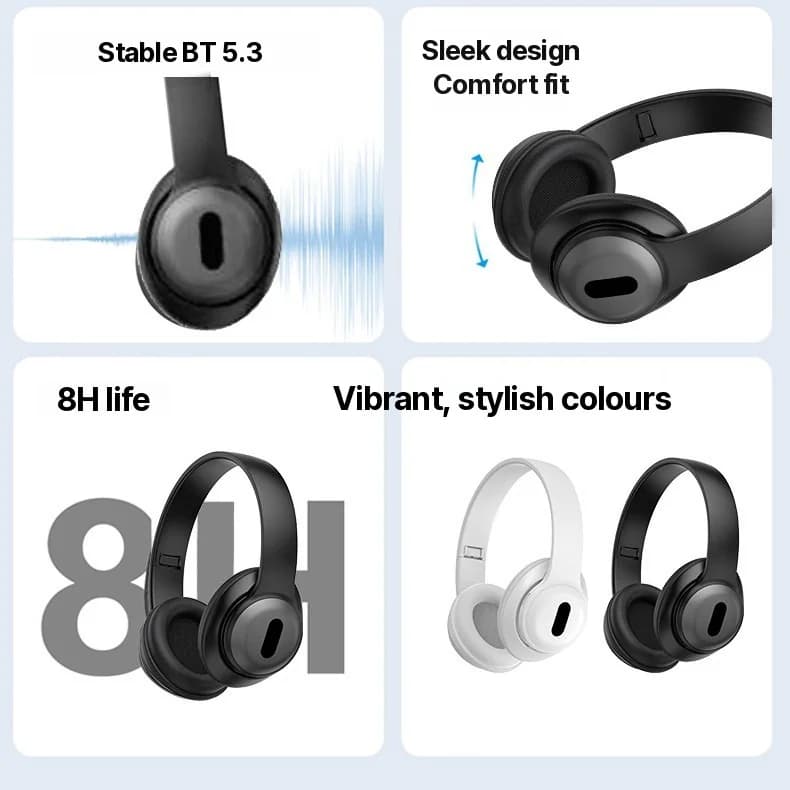 Trådlösa över-örat Bluetooth-hörlurar med FM-radio och TF-kortplats