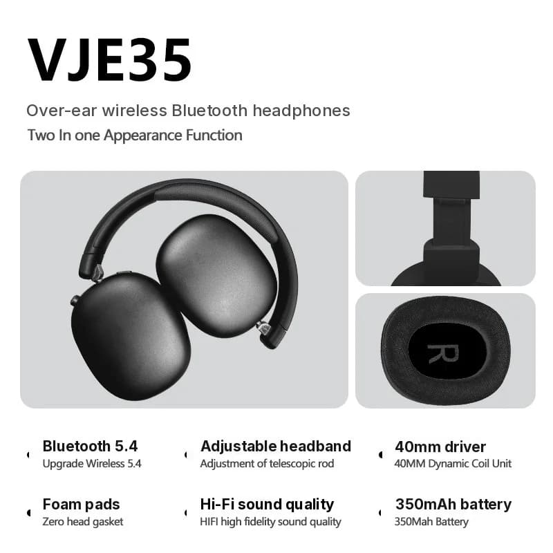 Trådlösa Bluetooth-hörlurar med FM-radio och TF-kortplats