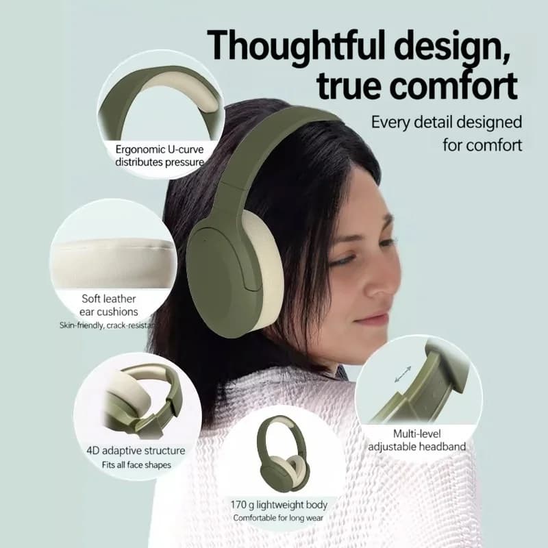 Trådlösa Bluetooth on-ear-hörlurar med FM-radio och lång batteritid