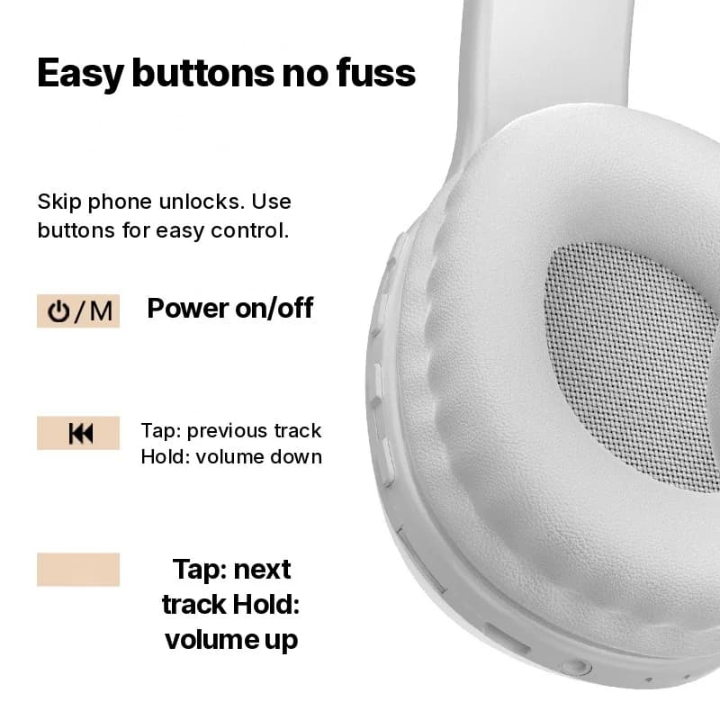Bluetooth-hörlurar (över örat) med TF-kortplats och AUX-ingång