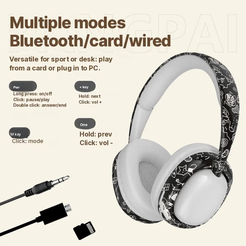Trådlösa Bluetooth-hörlurar med djup bas