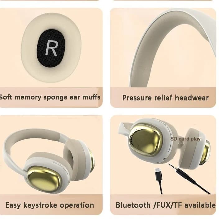 Trådlösa on-ear-hörlurar med Bluetooth 5.3 och lång batteritid