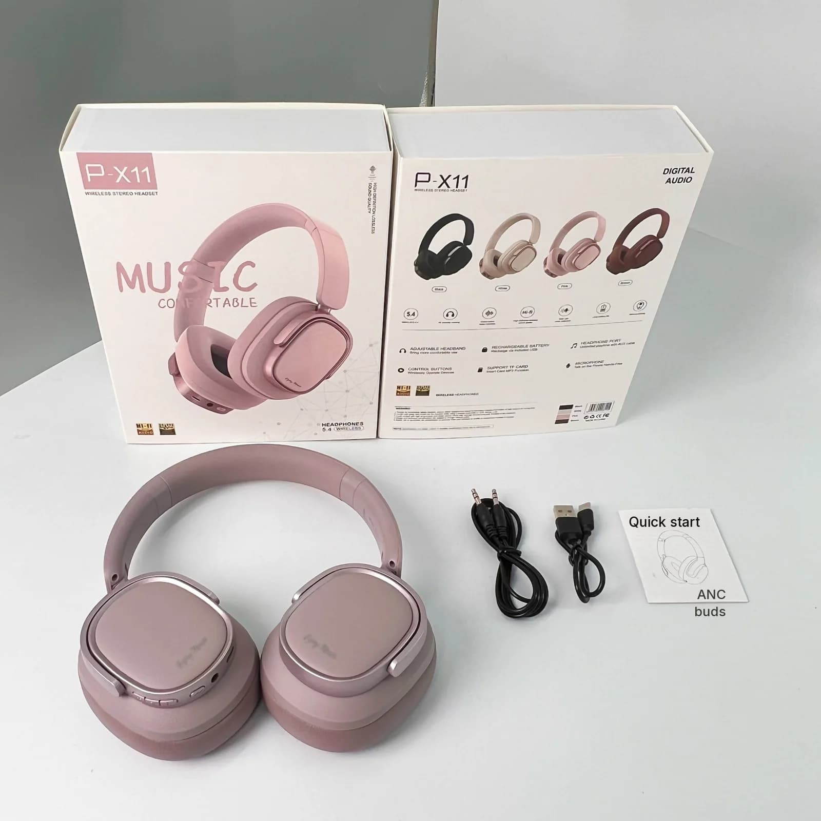 Retro Bluetooth-hörlurar över örat med aktiv brusreducering