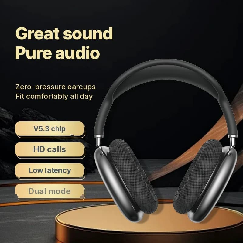 Trådlösa Bluetooth-hörlurar (over-ear) med djup bas och Type-C-laddning