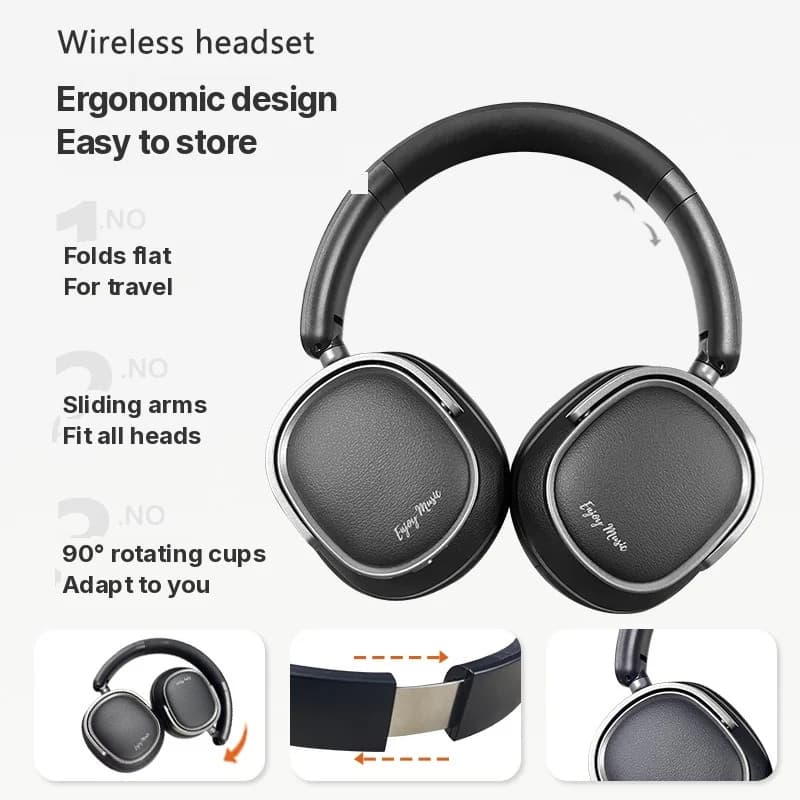Retro Bluetooth-hörlurar över örat med aktiv brusreducering
