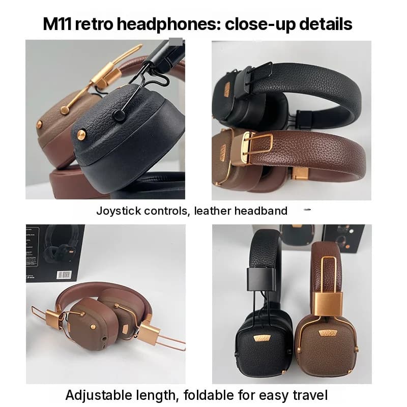 Retro trådlösa Bluetooth-öronkåpor med EQ-ljudlägen