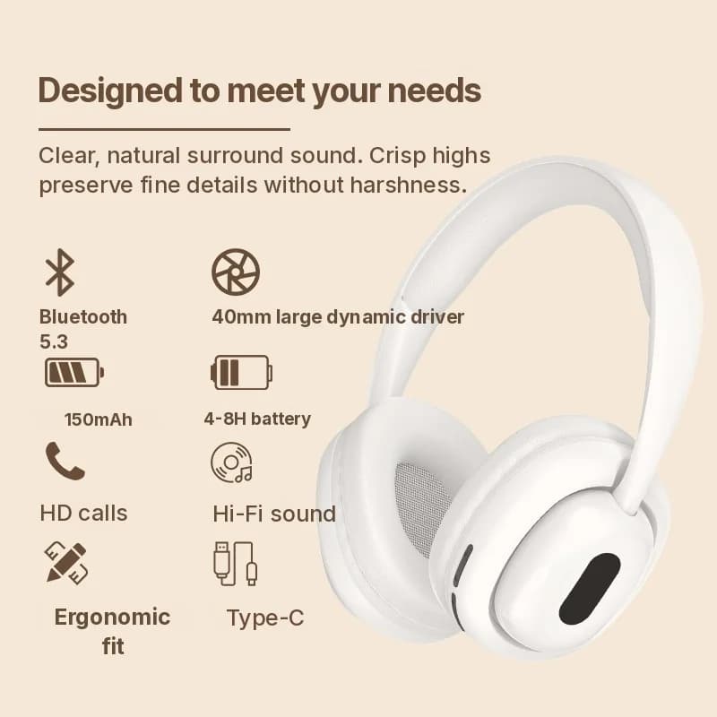 On-Ear Bluetooth-hörlurar med FM-radio och TF-kortplats