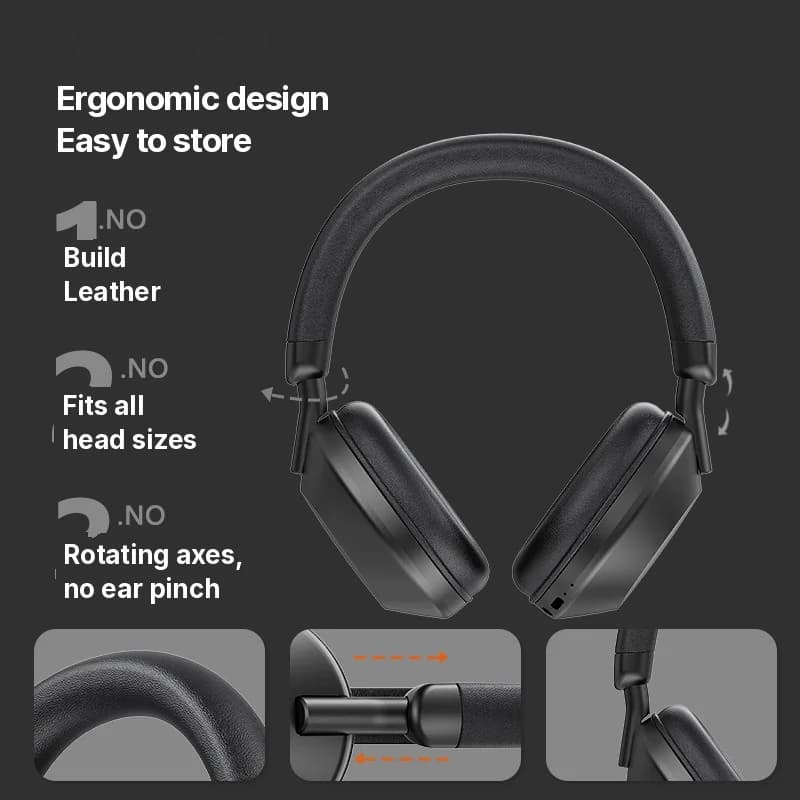 Trådlösa over-ear-hörlurar med FM-radio och Bluetooth 5.4