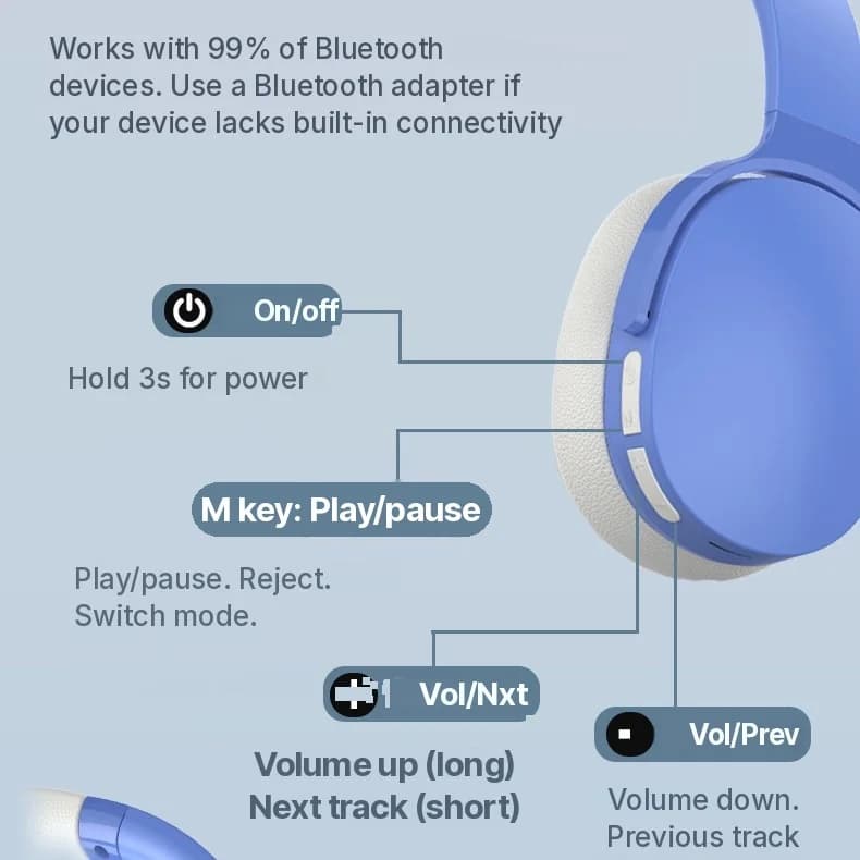 Trådlösa Bluetooth-öronkåpor med lång batteritid