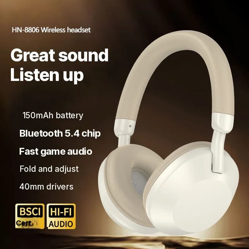 Trådlösa over-ear-hörlurar med FM-radio och Bluetooth 5.4