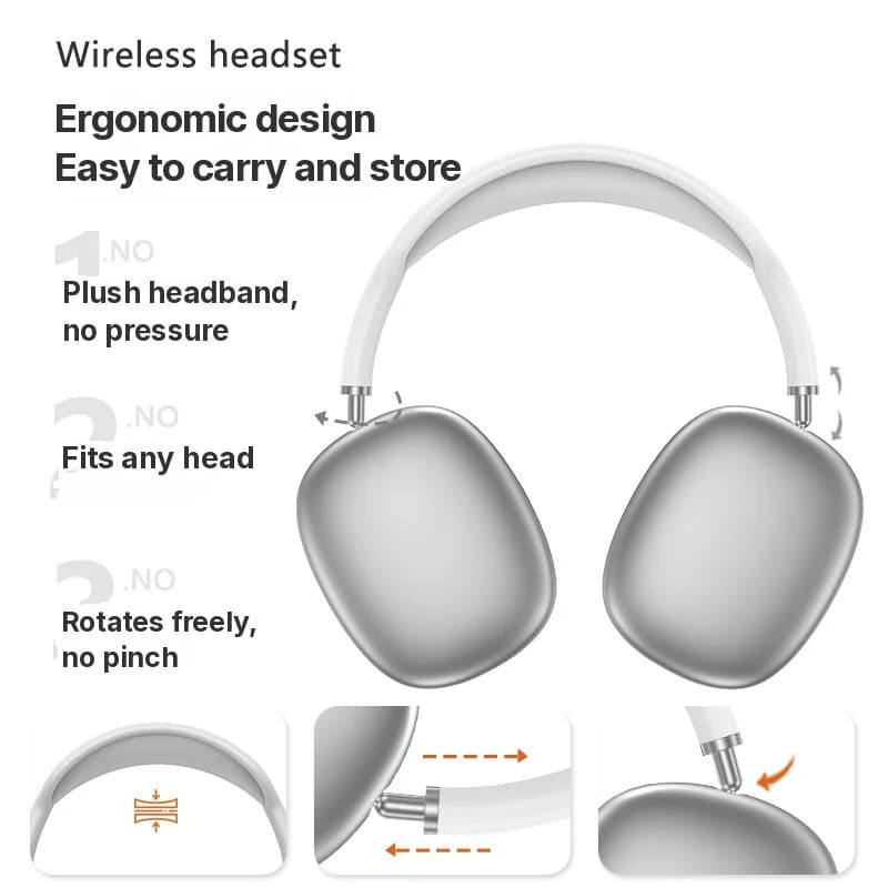 Trådlösa Bluetooth-hörlurar (over-ear) med djup bas och Type-C-laddning