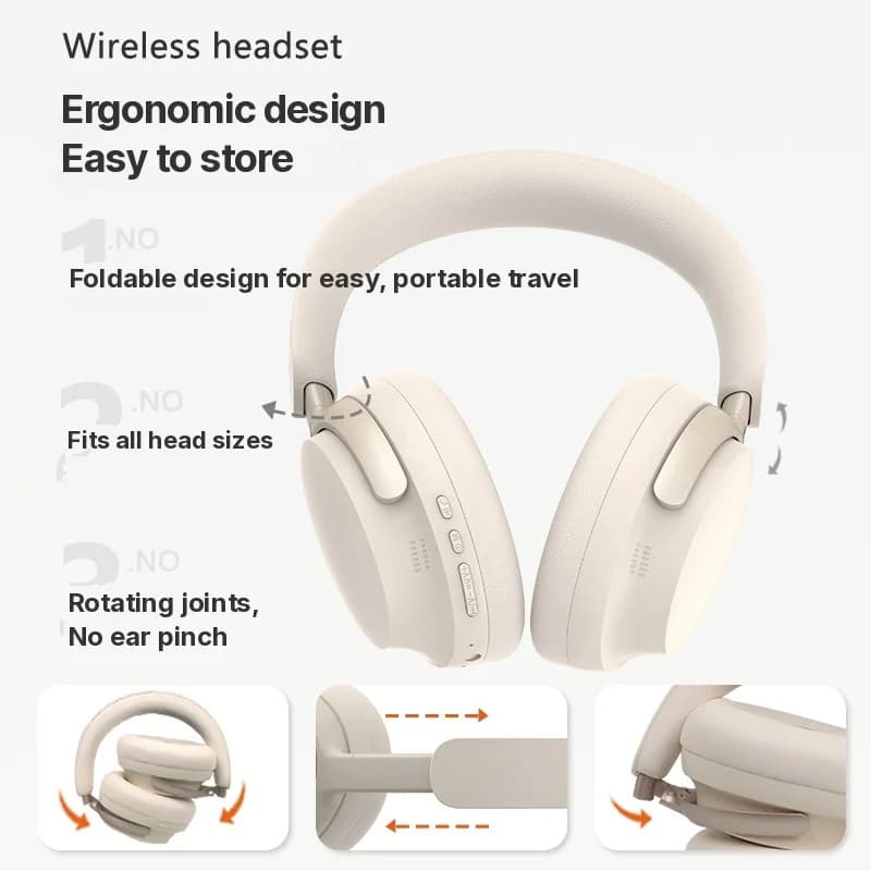 Trådlösa Bluetooth-hörlurar (över örat) med Type-C-laddning och stereoljud