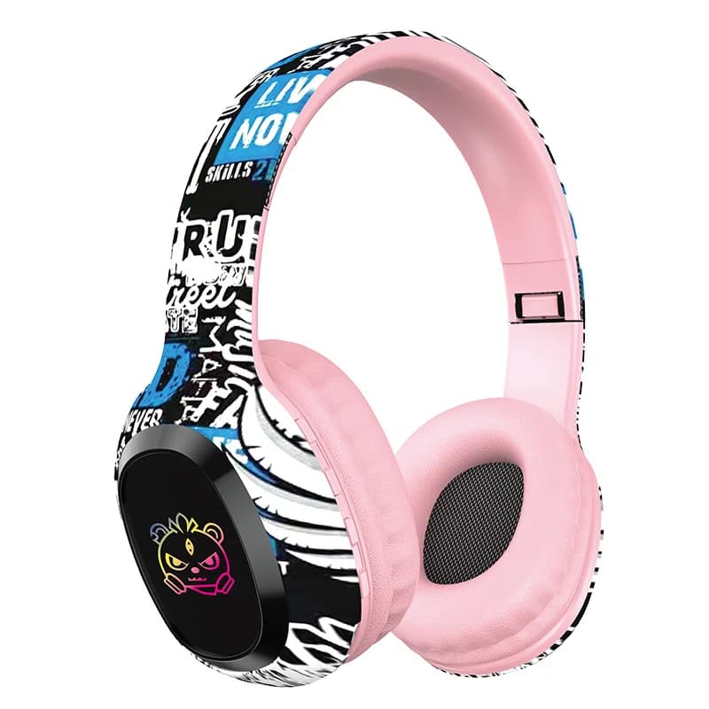 On-ear Bluetooth-hörlurar med FM-radio och LED-ljus