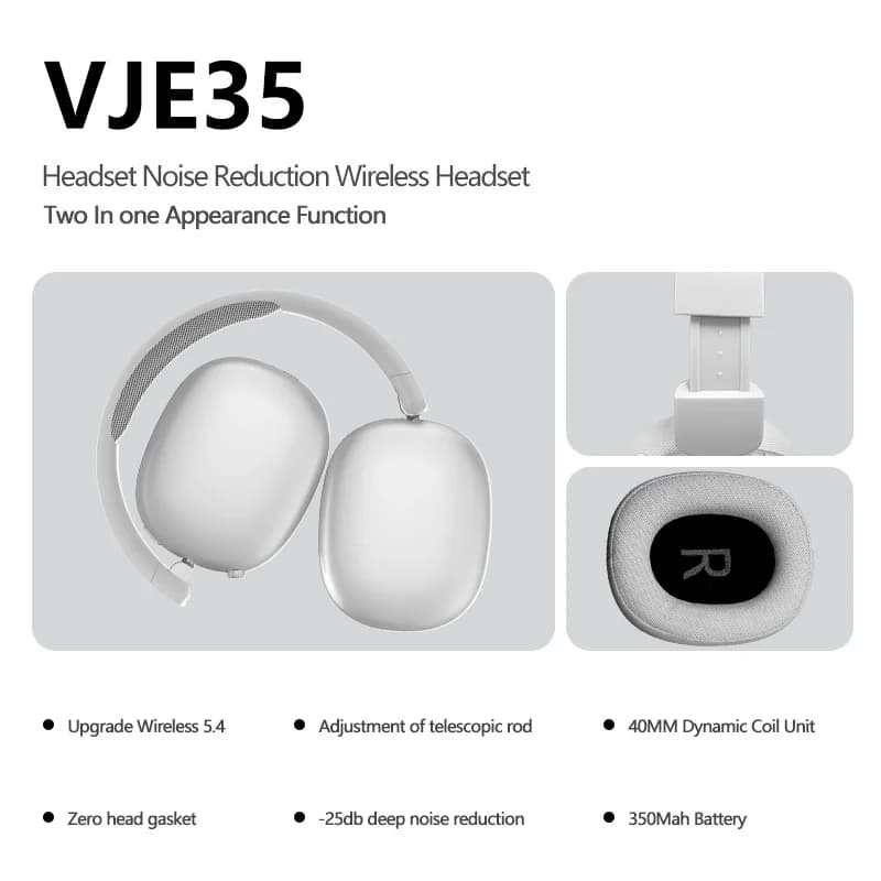 Trådlösa Bluetooth-hörlurar med aktiv brusreducering och mic