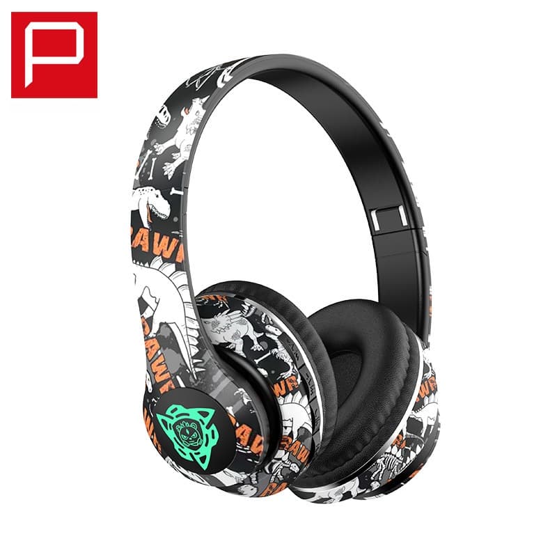 Trådlösa Bluetooth-hörlurar (över örat) med graffiti-design, hopfällbara
