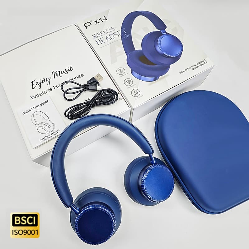 Trådlösa Bluetooth-hörlurar över örat med aktiv brusreducering och mikrofon