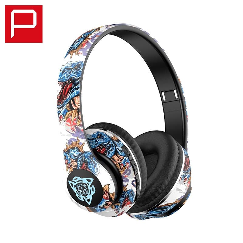 Trådlösa Bluetooth-hörlurar (över örat) med graffiti-design, hopfällbara