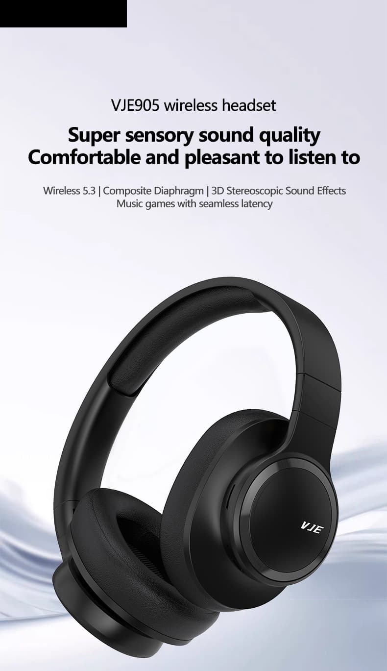 Trådlösa Bluetooth-hörlurar med öronkåpor, mikrofon och djup bas