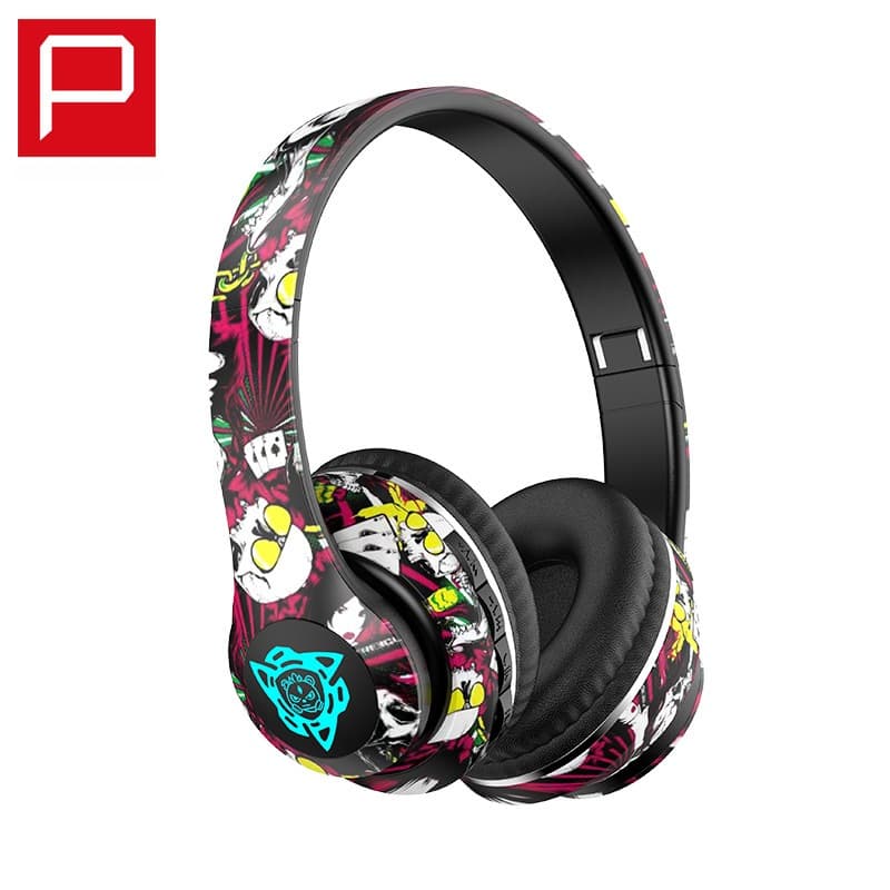 Trådlösa Bluetooth-hörlurar (över örat) med graffiti-design, hopfällbara